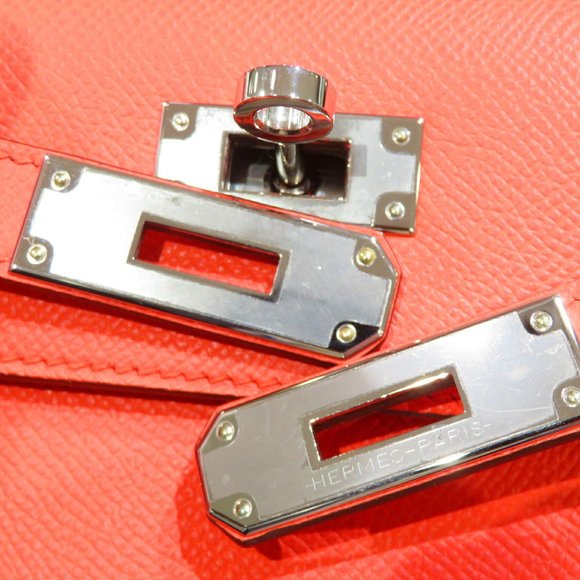 HERMES Kelly 28 Outer Stitching Handbag Rose Texas/Silver Hardware Epson U St... - Picture 11 of 16